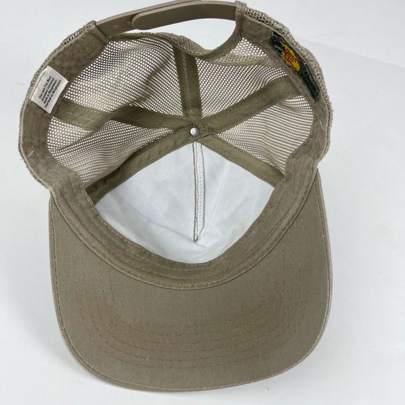 Bass Pro Shops Logo Mesh Fishing Hunting Trucker Cap Beige Snapback Hat - Picture 9 of 12